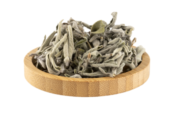 dried sage leaves in a wooden bowl (adaçayi)