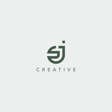Abstract initial letter SJ JS logo design template - vector.