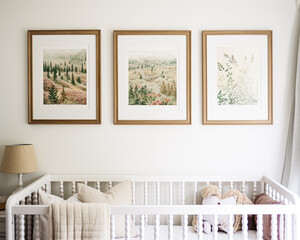 Nursery gallery wall, home decor and wall art, framed art in the English country cottage interior, room for diy printable artwork mockup and print shop