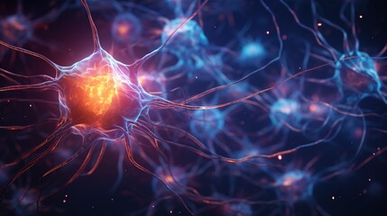 Close up illustration concept of a brain synapse