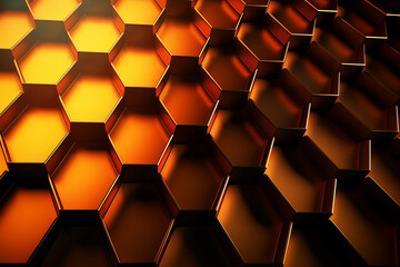 Illustration of a mesmerizing close-up of a futuristic honeycomb wall, radiating a cyberpunk vibe