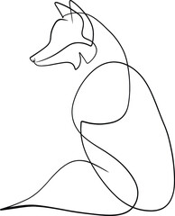 black and cartoon illustration of a fox