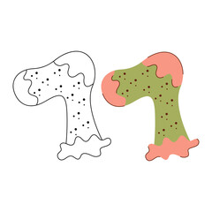 Warm sock with a pattern of circles. Black and white and color clipart vector illustration.