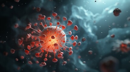 Corona virus SARS-CoV-2 novel coronavirus concept resposible for COVID-19 outbreak and coronaviruses influenza as dangerous pandemia. Microscope virus. generative ai