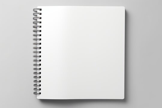blank open notebook mockup on white background