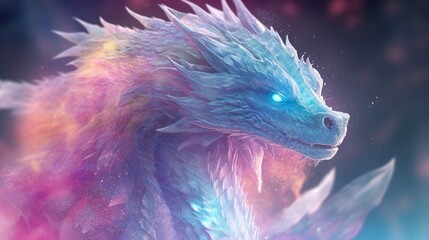 ethereal ghost dragons that glow rainbow.Generative AI