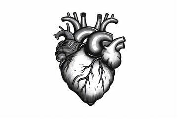 human heart anatomy model on isolated white background