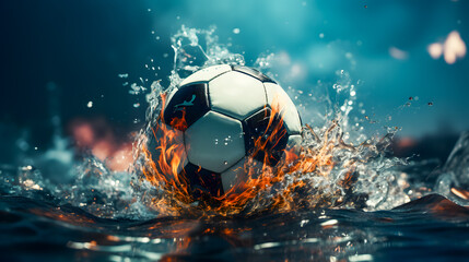 a soccer ball in water and fire (Generative AI)