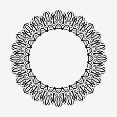 Round ornamental frame, black and white frame, Arabic, Andalusian, Oriental, Arabesque styles.