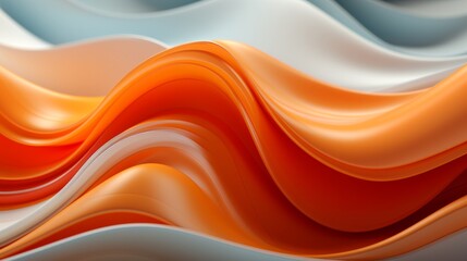 This vibrant abstract painting captures a captivating moment of color and energy, the undulating peach and orange hues forming a mesmerizing wave