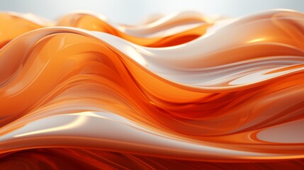 This abstract painting of a wave captures the serene beauty of a peach, orange, and amber sunrise reflecting off of the turbulent water