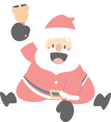 merry christmas and happy new year with cute santa claus and christmas bell, flat png transparent element cartoon character design