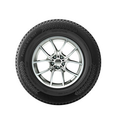 single winter tyre with chrome rim isolated on white. 3d render