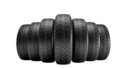 winter tyre set with chrome rim isolated on white front view.