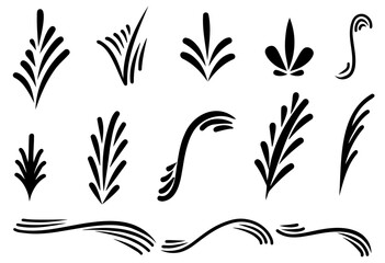 Set of Hand Drawn Doodle Floral Shapes