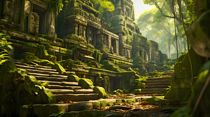 a lost overgrown temple in the jungle (Generative AI)