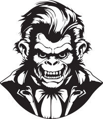 Scary Monkey with cliques, Monkey vampire in suit, Halloween monkey monster, Vector illustration, SVG	
