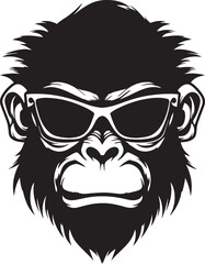 Monkey in a sunglasses, Monkey head, Vector illustration, SVG	