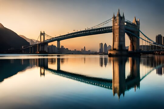 bay bridge at sunset generated ai