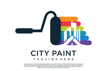 Fototapeta premium Paint logo design template with creative unique concept Premium Vector