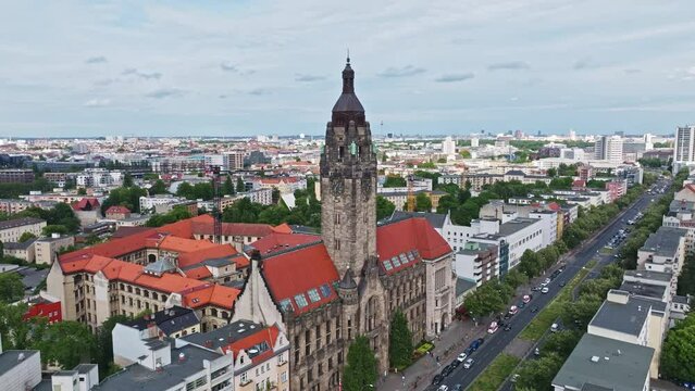 Aerial drone shot of Charlottenburg district , berlin city , Germany 