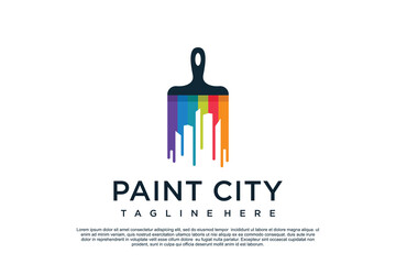 Paint logo design template with creative unique concept Premium Vector