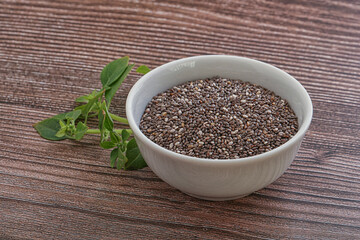 Dietary chia seeds in the bowl