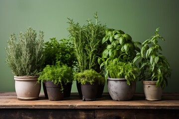 Obraz na płótnie Canvas Garden to Table: Potted Herbs Greenery