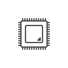 Computer chip line icon