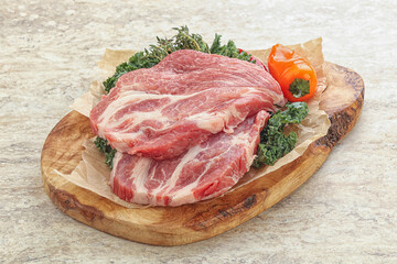 Raw pork neck for cooking