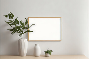 Modern interior design with blank photo frame