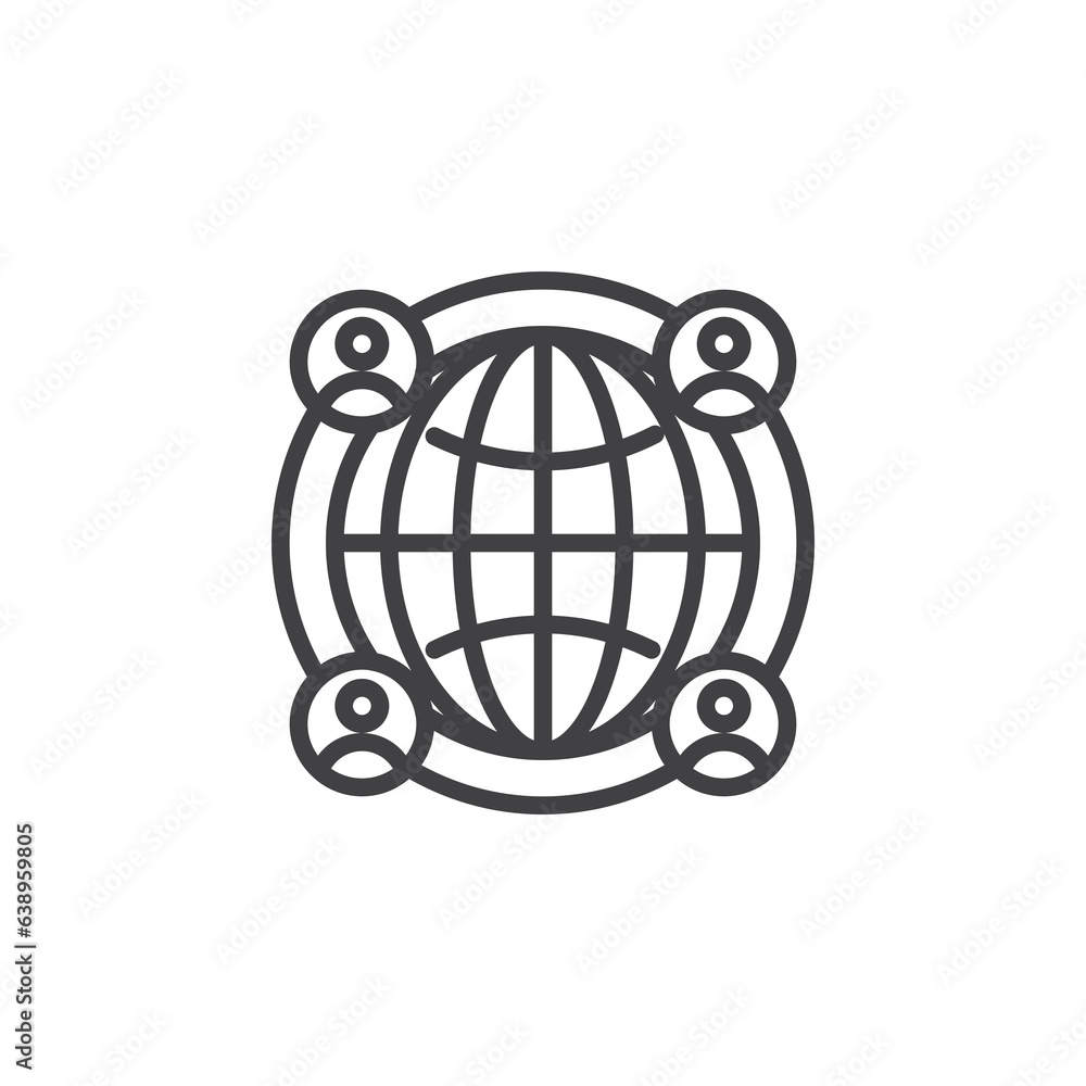 Poster global network connection line icon
