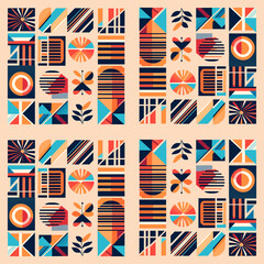 Seamless pattern with geometric elements.  in retro style.