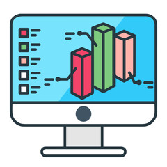 Business chart icon symbol image vector. Illustration of growth diagram data graphic pictogram infographic design image