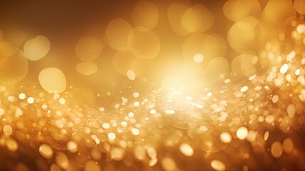 Gold glitters background. shimmering blur spot lights Bokeh Shiny gold light background texture.