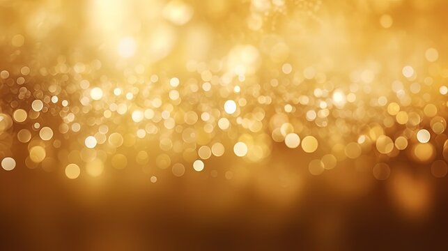 Gold glitters background. shimmering blur spot lights Bokeh Shiny gold light background texture.