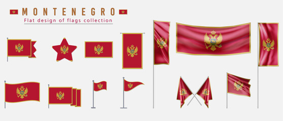 Montenegro flag, flat design of flags collection
