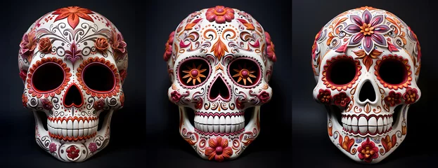 Rolgordijnen Schedel Calaveras - Sugar Skulls - Dia De Los Muertos - Day of the Dead - Generative AI