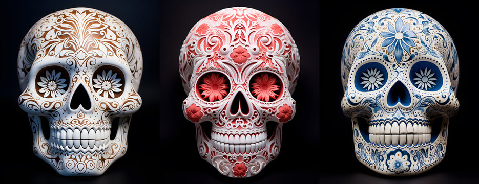 Calaveras - Sugar Skulls - Dia De Los Muertos - Day of the Dead - Generative AI