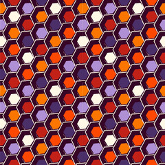 Paint brush hexagons. Hand drawn honeycombs background. Hexahedrons wallpaper. Hives motif. Geometric backdrop. Ethnic digital paper. Web designing. Textile print. Seamless pattern.