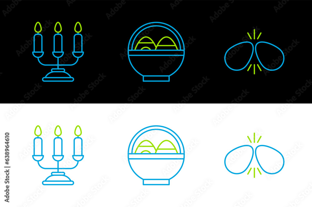 Canvas Prints set line easter eggs, candelabrum with candlesticks and basket easter icon. vector