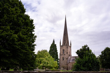 Fototapeta na wymiar St Mary the Virgin's church in Ross-on-Wye on a cloudy summer day, Herefordshire, England