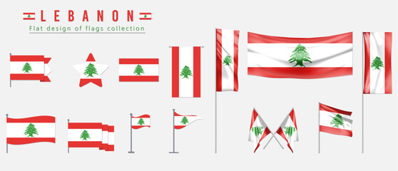 Lebanon flag, flat design of flags collection
