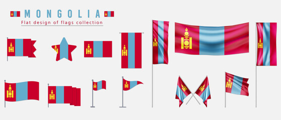 Fototapeta na wymiar Mongolia flag, flat design of flags collection