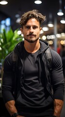 Obraz premium influencer, fit man at the gym. young handsome, healthy