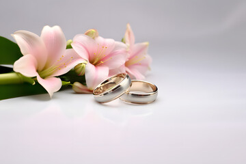 wedding rings and flower