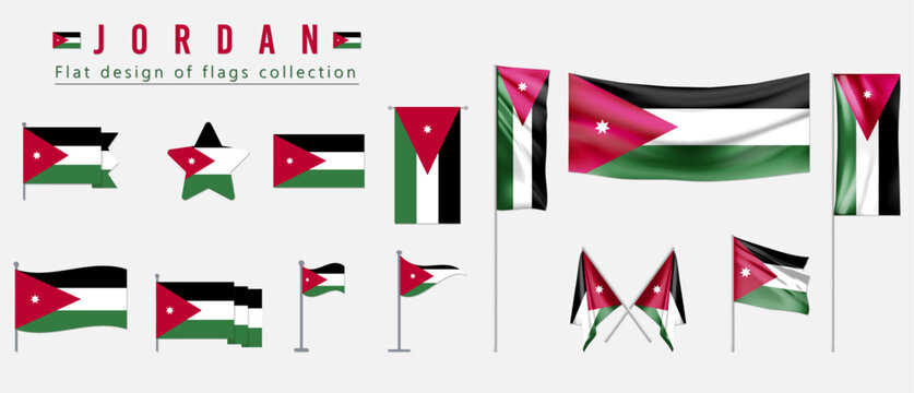 Jordan flag, flat design of flags collection