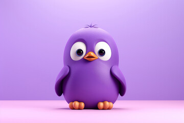 Fototapeta premium Cartoon character purple orange penguin 3d illustration for children generative ai