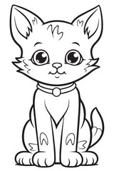 cute cat coloring book page outline

