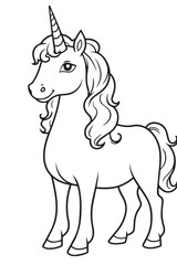 Unicorn Coloring book page for kids and adults
